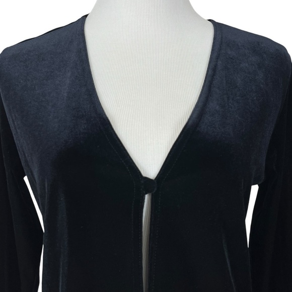 Vintage 90’s Y2K Black Velvet Single Button Whimsigoth Witchy Cardigan Sz. Small - Picture 5 of 8